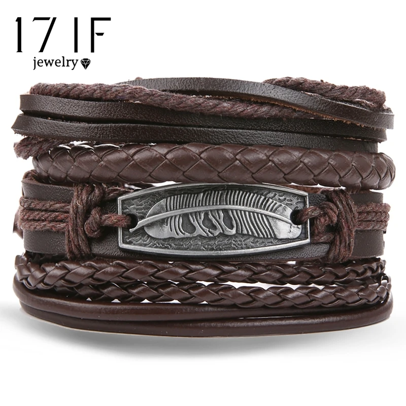 17 IF Fashion Multilayer Leather Bracelets Set for Men Women Vintage Feather Rope Weave Handmade Beads Braided Bracelet Jewelry
17 IF Fashion Multilayer Leather Bracelets Set for Men Women Vintage Feather Rope Weave Handmade Beads Braided Bracelet Jewelry