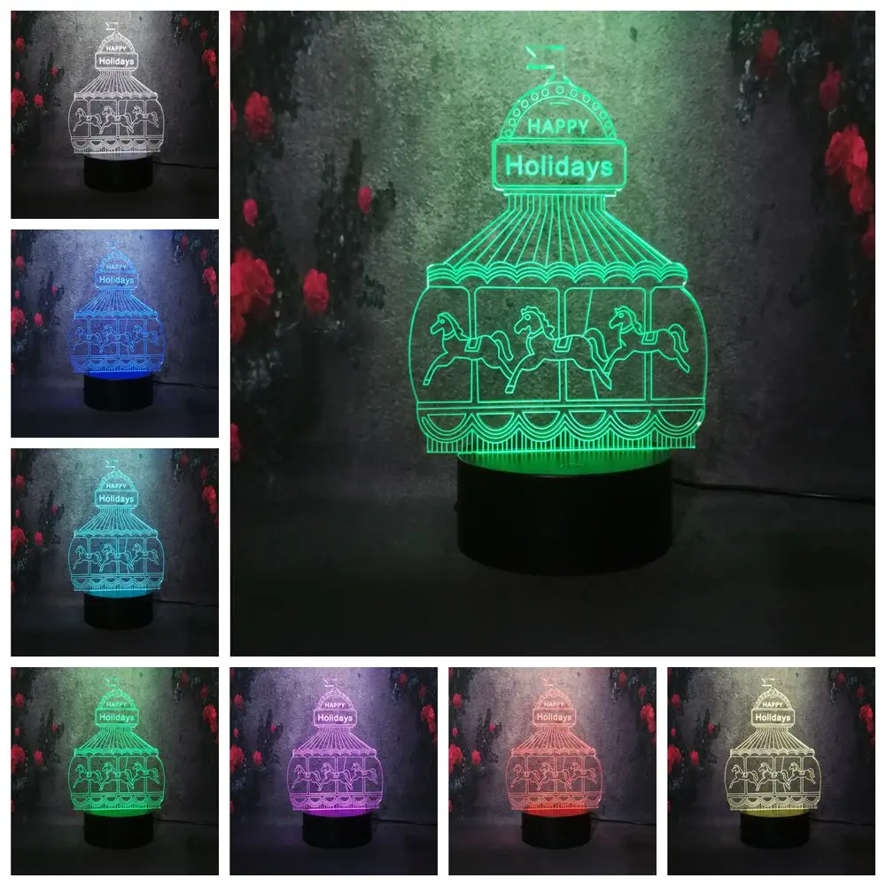 girl heart creative birthday gift carousel lighting 7 color
