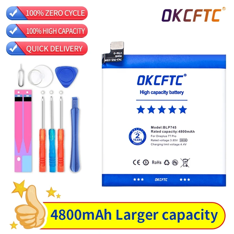 Оригинальный аккумулятор OKCFTC для телефона Oneplus 7T Pro 7T PRO, BLP745, 4800 мАч, аккумулятор большой емкости для OnePlus, стандартные батареи, бесплатные инструменты
Оригинальный аккумулятор OKCFTC для телефона Oneplus 7T Pro 7T PRO, BLP745, 4800 мАч, аккумулятор большой емкости для OnePlus, стандартные батареи, бесплатные инструменты
