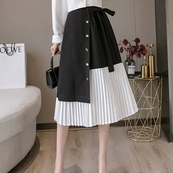 Women Skirt Korean Elegant Office Ladies High Waist Asymmetrical Black and White Patchwork Pleated Skirt for Spring Autumn
Women Skirt Korean Elegant Office Ladies High Waist Asymmetrical Black and White Patchwork Pleated Skirt for Spring Autumn