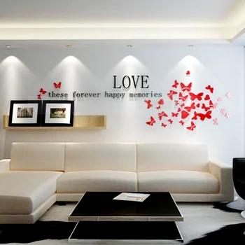 Creative Red Butterfly Acrylic Wall Sticker Home Decoration Living Room Tv Background Sticker 3d Love Romantic Wall Sticker W
Creative Red Butterfly Acrylic Wall Sticker Home Decoration Living Room Tv Background Sticker 3d Love Romantic Wall Sticker W