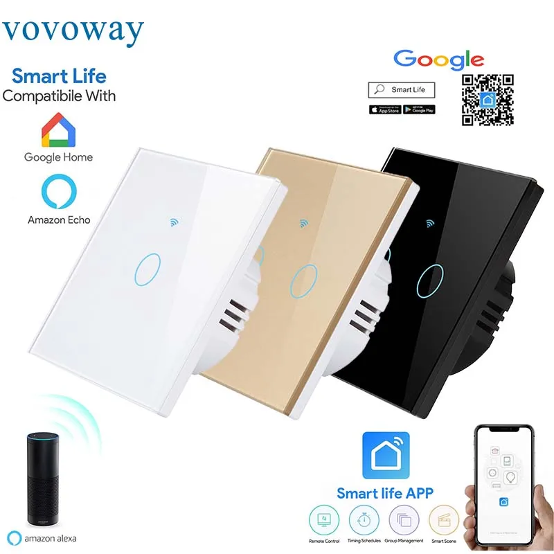 WIFI smart touch switch APP wireless control Support Alexa Google Assistant voice control EU standard interrupter light switch
WIFI smart touch switch APP wireless control Support Alexa Google Assistant voice control EU standard interrupter light switch