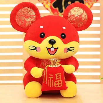 

Soft Mascot Toys Party Decorations Plush Lucky Rat Home Tang Suit Cartoon Blessing Mouse Red Souvenir Gift Chinese New Year