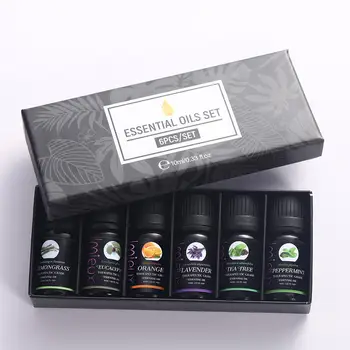 

IMIEUX 10ml 6pcs/kit Gift Set Pure Essential Oils for Aroma Diffusers Orange Lavender Tea Tree Peppermint Eucalyptus Lemongrass