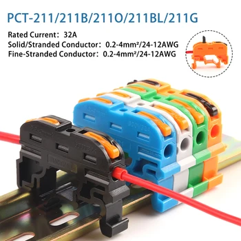 Quick Wire Connector PCT-211 Din Rail Type Press Terminal Instead Of UK2.5B Compact Splicing Conductor Cable Terminal Block SPL
Quick Wire Connector PCT-211 Din Rail Type Press Terminal Instead Of UK2.5B Compact Splicing Conductor Cable Terminal Block SPL