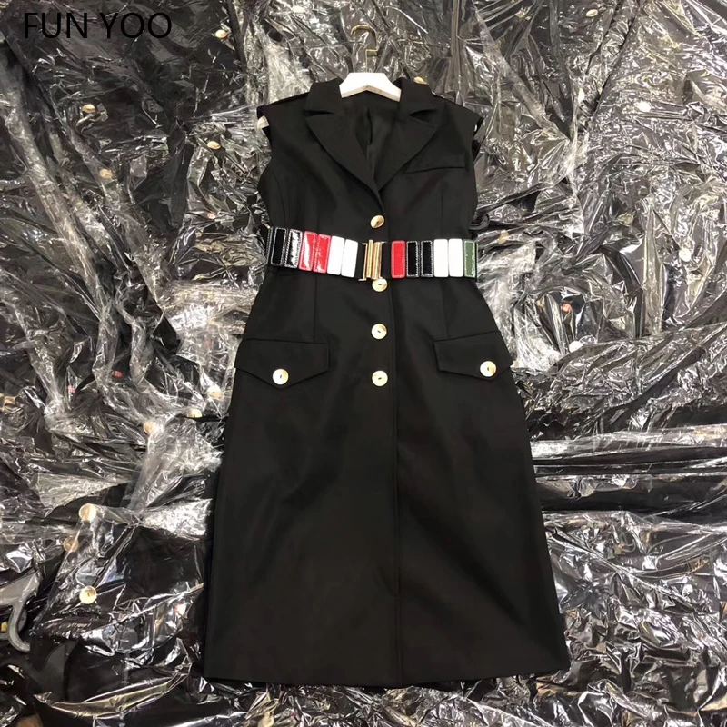 2019 Woman Autumn Dress Slim Turn down Collar Sashes Single Breasted Knee Length Elegant Office Lady Sleeveless Chic
2019 Woman Autumn Dress Slim Turn down Collar Sashes Single Breasted Knee Length Elegant Office Lady Sleeveless Chic