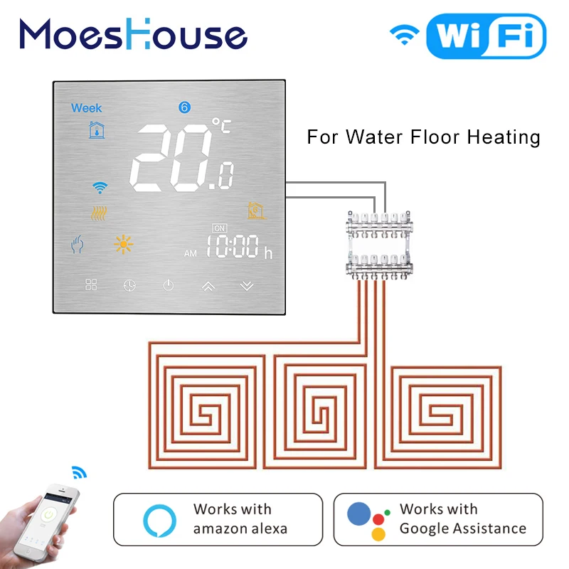 WiFi Smart Thermostat Programmable Temperature Controller for Water Heating Smart Life Tuya APP Works with Alexa Google Home.
WiFi Smart Thermostat Programmable Temperature Controller for Water Heating Smart Life Tuya APP Works with Alexa Google Home.