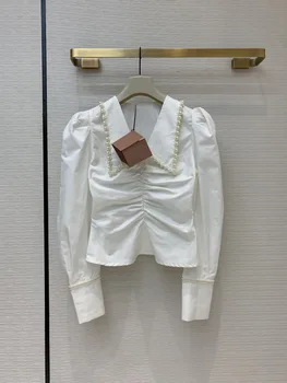 High-end Design Women Soild Chic Blouse mini Top 2020 Autumn Vintage Pearl Stitching Long Puff Sleeve Slim Pleated Shirt Blouses
High-end Design Women Soild Chic Blouse mini Top 2020 Autumn Vintage Pearl Stitching Long Puff Sleeve Slim Pleated Shirt Blouses