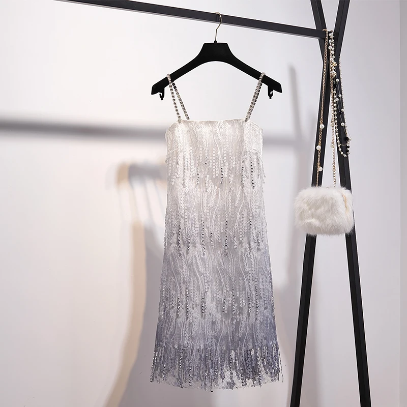 Elegant And Fashionable Female Summer Tassel Gradient Off-The-Shoulder Crystal Diamond Ladies Small Skirt Party Suspender Dress
Elegant And Fashionable Female Summer Tassel Gradient Off-The-Shoulder Crystal Diamond Ladies Small Skirt Party Suspender Dress