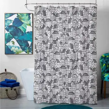 Shower Curtains Black and Gray City,Sketch Style Doodle Drawing Urban Area Hand Drawn Abstract Town Pattern Ornamental, Black
Shower Curtains Black and Gray City,Sketch Style Doodle Drawing Urban Area Hand Drawn Abstract Town Pattern Ornamental, Black