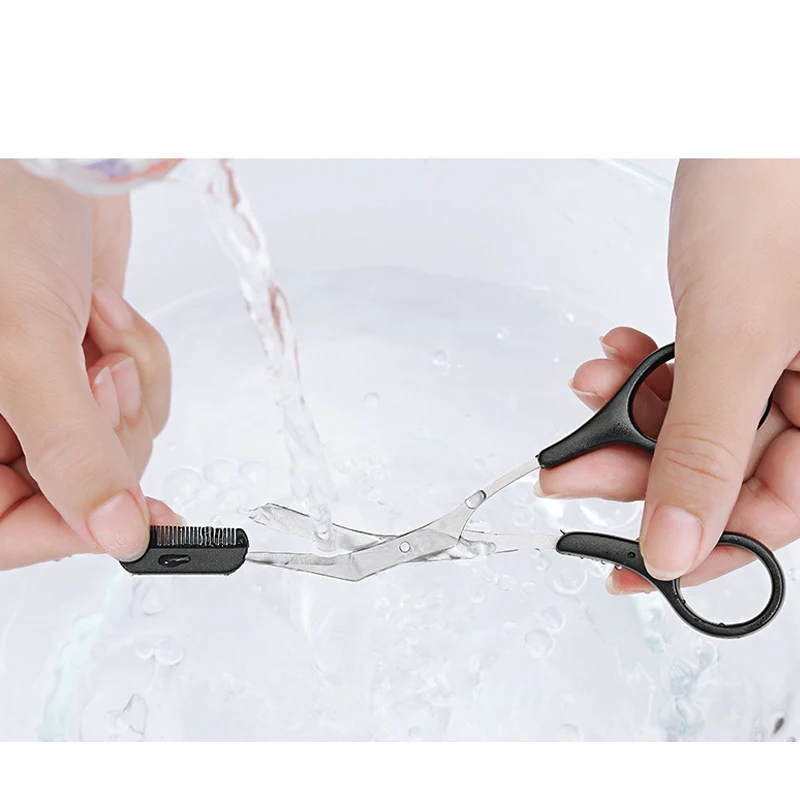 NEW 1pcs Eyebrow Trimmer Scissors Comb Eyelash Hair Scissors Clips Shaping Eyebrow Razor Grooming wenk brauw trimmer 7 Color NEW 1pcs Eyebrow Trimmer Scissors Comb Eyelash Hair Scissors Clips Shaping Eyebrow Razor Grooming wenk brauw trimmer 7 Color