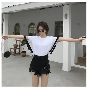 2019 Summer Autmn Women Hole With Strap Shorts Overalls Trend Female Denim Shorts Rivet Casual Jeans Shorts
2019 Summer Autmn Women Hole With Strap Shorts Overalls Trend Female Denim Shorts Rivet Casual Jeans Shorts