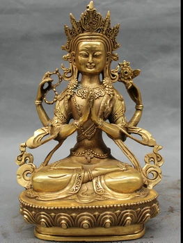 8" Tibet Tibetan Brass Folk Buddhism Kwan-Yin 4 Arms Chenrezig Buddha Statue 
8" Tibet Tibetan Brass Folk Buddhism Kwan-Yin 4 Arms Chenrezig Buddha Statue