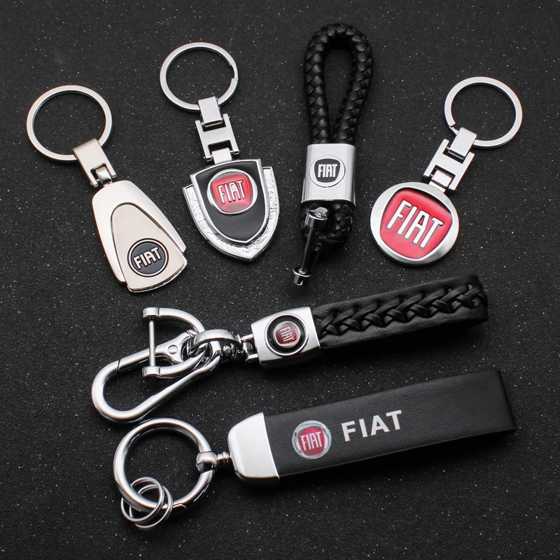 Leather weaving 3D Metal Alloy Car Styling Brand Badge Pendant Keychain Rope Key Rings For Fiat 600 Seicento Panda Punto Palio | Автомобили