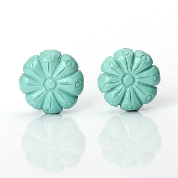 Sale 1 Pair Turquoise Carved Flower Loose Gemstone, 14mm
Sale 1 Pair Turquoise Carved Flower Loose Gemstone, 14mm