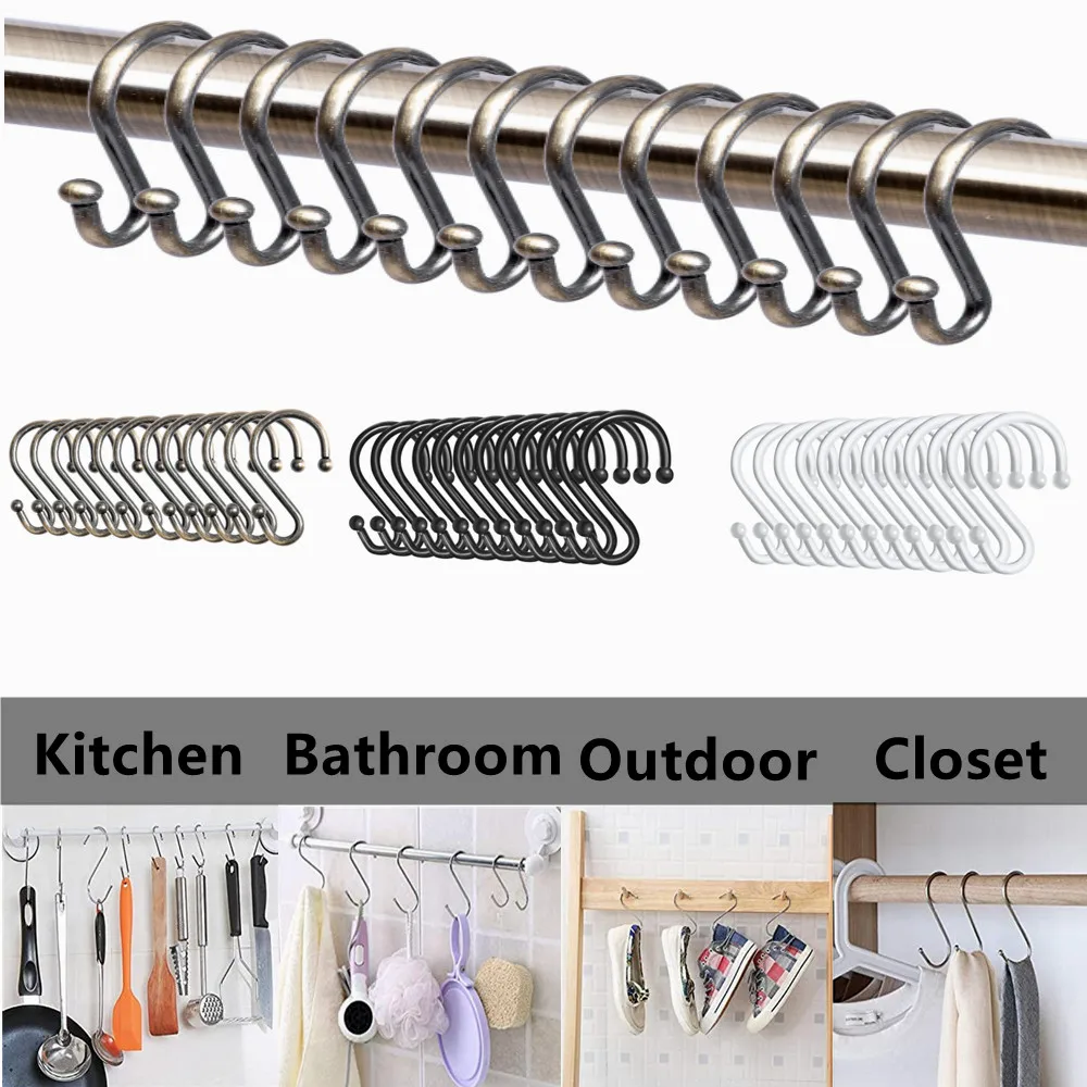 6 Pack Heavy Duty Stainless Steel Shower Curtain Hooks Hangers Rust Resistant S Shaped Hanging Hooks for Kitchenware Bathroom
6 Pack Heavy Duty Stainless Steel Shower Curtain Hooks Hangers Rust Resistant S Shaped Hanging Hooks for Kitchenware Bathroom