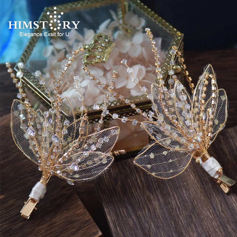 Фото Himstory элегантные золотые свадебные заколки лоза шпильки-листья ручной работы