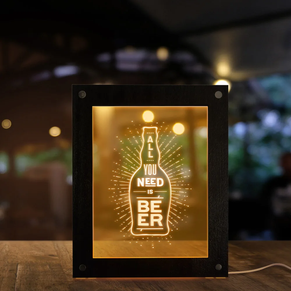 All You Need Is Beer Led Photo Frame Night Light Beer bottle Man Cave Party Decorative Acrylic Lamp Bar Pub Decor Mood Light
All You Need Is Beer Led Photo Frame Night Light Beer bottle Man Cave Party Decorative Acrylic Lamp Bar Pub Decor Mood Light