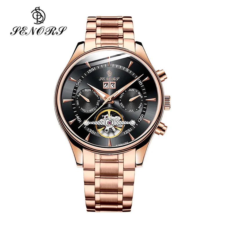 Senors Rose Black Men Full-automatic Mechanical Watch Tourbillon Luxury Fashion Brand Stainless Steel Man Multifunctional Watch
Senors Rose Black Men Full-automatic Mechanical Watch Tourbillon Luxury Fashion Brand Stainless Steel Man Multifunctional Watch