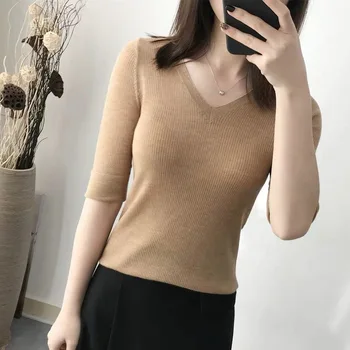 Women Sweater 2019 Spring New Style Delicate Collar Eight-color Beautiful Wool Mid-sleeve Sweater
Women Sweater 2019 Spring New Style Delicate Collar Eight-color Beautiful Wool Mid-sleeve Sweater