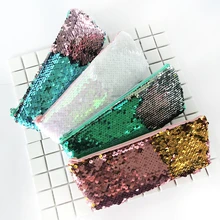 Nova capa de lápis de lantejoulas reversível para meninas material escolar super grande escola papelaria presente caixa de lápis mágica pencilcase(China)