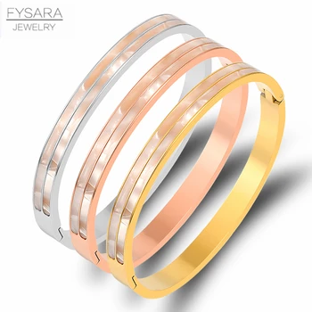 FYSARA 361L Stainless Steel Double Row Shell Bracelets Bangles for Women Fashion Bangles Couple Classic Gold Color Jewelry
FYSARA 361L Stainless Steel Double Row Shell Bracelets Bangles for Women Fashion Bangles Couple Classic Gold Color Jewelry