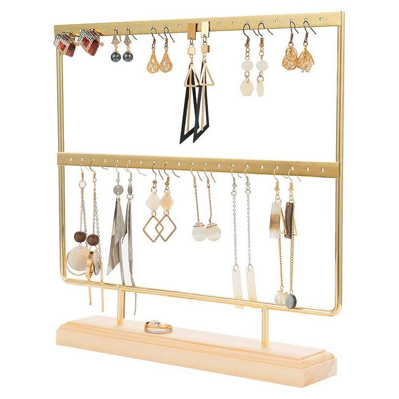 Details about   Gold Earring Stand Ear Stud Holder Wood Earring Holder Jewelry Holder Rack Je L3 