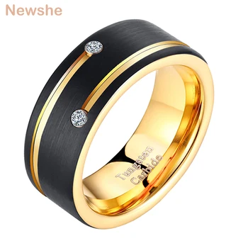 Newshe Mens Tungsten Carbide Ring Black and Golden Color 8mm Wedding Band For Men AAA Cubic Zirconia Jewelry Size 9-13 TRX044
Newshe Mens Tungsten Carbide Ring Black and Golden Color 8mm Wedding Band For Men AAA Cubic Zirconia Jewelry Size 9-13 TRX044