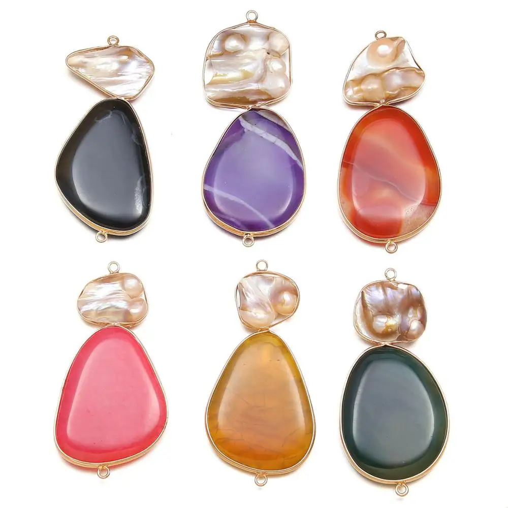 Trendy Natural Stone Connector Agates Crystal Charms Pendants for DIY Making Necklace Jewelry Accessories Gifts For Women 
Trendy Natural Stone Connector Agates Crystal Charms Pendants for DIY Making Necklace Jewelry Accessories Gifts For Women