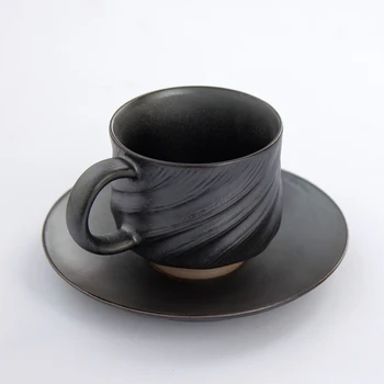 Japanese style jandmade rough pottery coffee cup and saucer set ceramic afternoon teacup drinkware 
Japanese style jandmade rough pottery coffee cup and saucer set ceramic afternoon teacup drinkware