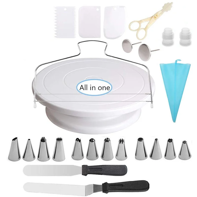 Cake Decorating Kits Set with Cake Turntable /Piping Tip /Icing Spatula/Piping Bag Fondant Tool Kitchen Dessert Baking Supplies
Cake Decorating Kits Set with Cake Turntable /Piping Tip /Icing Spatula/Piping Bag Fondant Tool Kitchen Dessert Baking Supplies