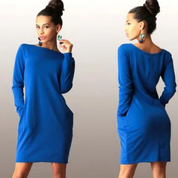 Women Vestidos Party Dress Pocket Plus Size O-Neck Solid Color Temperament Slim Bag Hip Long Sleeve Loose Dress
Women Vestidos Party Dress Pocket Plus Size O-Neck Solid Color Temperament Slim Bag Hip Long Sleeve Loose Dress