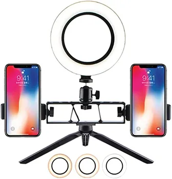 Desktop USB Selfie Ring Light with Tripod Stand And 2 Phone Holder 3 Light Modes 6.1
Desktop USB Selfie Ring Light with Tripod Stand And 2 Phone Holder 3 Light Modes 6.1
