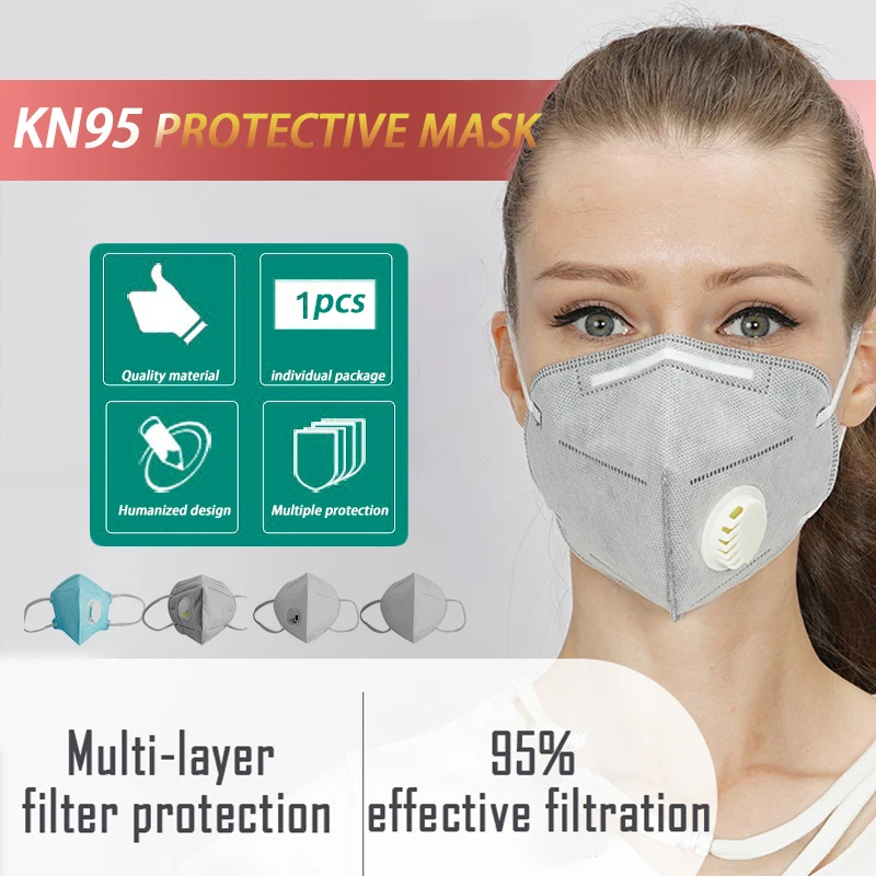 

Instock! 10PCs KN95 Face Mask Dustproof Windproof Respirator Valved Mask PM2.5 Anti Virus Anti-Pollution Breathable Shield