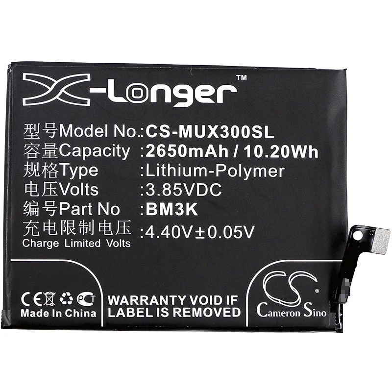 Cameron Sino 2650mAh Battery For Xiaomi M1810E5A M1810E5C M1810E5E M1810E5EC M1810E5T Mi Mix 3 Mix 3,BM3K
Cameron Sino 2650mAh Battery For Xiaomi M1810E5A M1810E5C M1810E5E M1810E5EC M1810E5T Mi Mix 3 Mix 3,BM3K