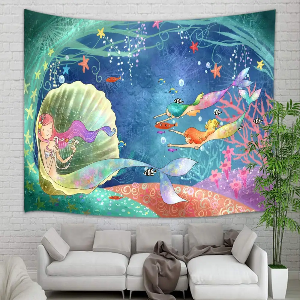 Underwater World Watercolor Mermaid in Seashell Wall Tapestry
Underwater World Watercolor Mermaid in Seashell Wall Tapestry