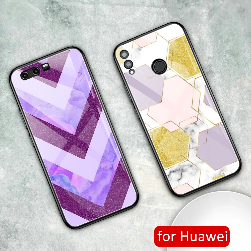 Стеклянный чехол для Huawei honor play с мраморным стеклом задняя крышка V10 8x max 9 10 20 20i v9 v10