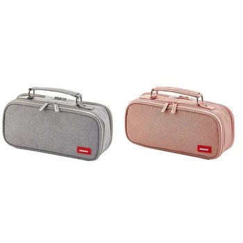 ANGOO 2pcs Pencil Case Canvas Double Layer Large Capacity Kawaii School Supplies Makeup Bag Pen Box - Grey & Pink
ANGOO 2pcs Pencil Case Canvas Double Layer Large Capacity Kawaii School Supplies Makeup Bag Pen Box - Grey & Pink