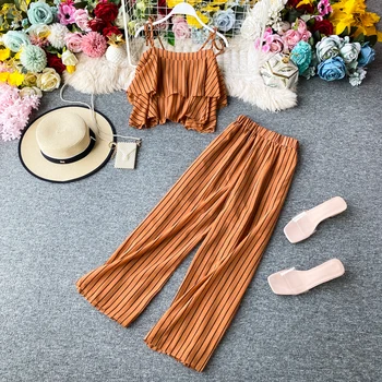 ZCWXM Chiffon Two Piece Set 2020 Summer Striped Blouses +ankle-length Pant Korean Beach Style 2 Piece Set Women New Office Lady
ZCWXM Chiffon Two Piece Set 2020 Summer Striped Blouses +ankle-length Pant Korean Beach Style 2 Piece Set Women New Office Lady