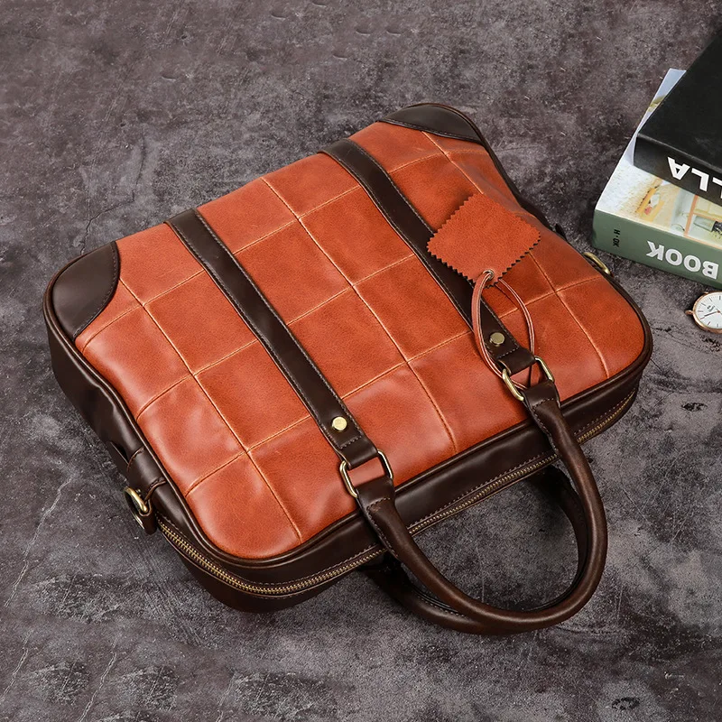 European and American retro business handbags crazy horse PU leather men's casual men's handbags computer briefcase tide 
European and American retro business handbags crazy horse PU leather men's casual men's handbags computer briefcase tide