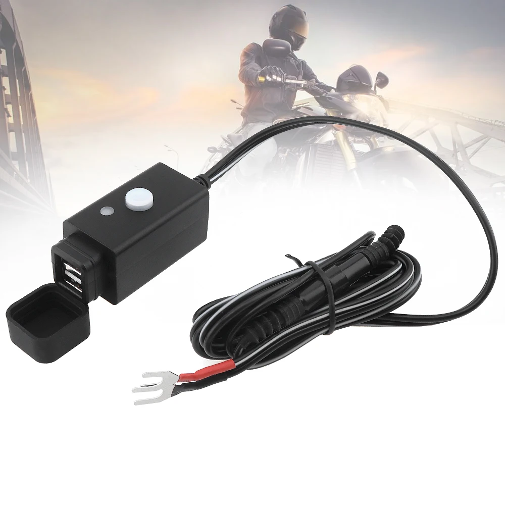 Black 10-24V DC 5V 3.1A USB ABS Round Terminal Waterproof Motorcycle Charger with Switch Button and Dust Cover for Motorbike
Black 10-24V DC 5V 3.1A USB ABS Round Terminal Waterproof Motorcycle Charger with Switch Button and Dust Cover for Motorbike