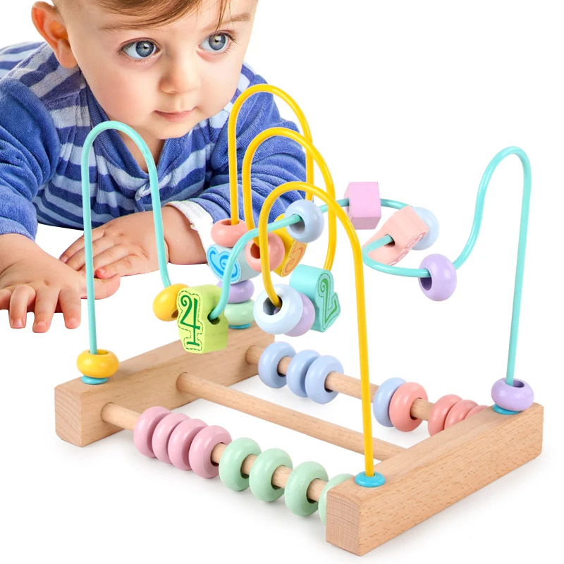 Детские игрушки Монтессори Деревянные Лабиринт круги вокруг бусин Abacus