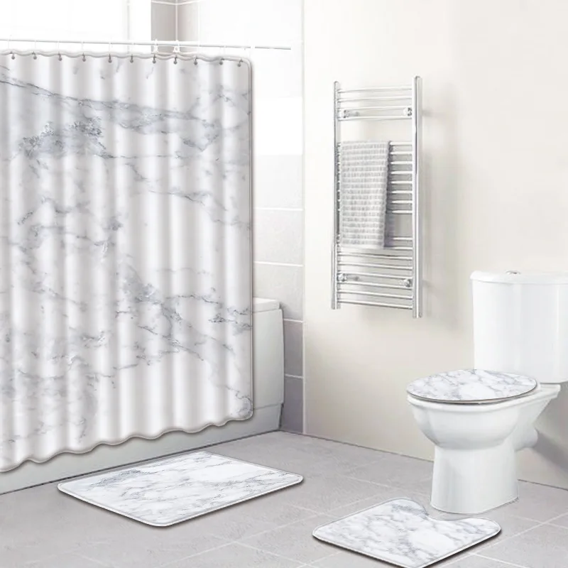 4Pcs/set Marble Pattern Waterproof Shower Curtain Polyester Pedestal Rug Lid Toilet Cover Bath Mat Set
4Pcs/set Marble Pattern Waterproof Shower Curtain Polyester Pedestal Rug Lid Toilet Cover Bath Mat Set