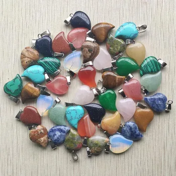 

Good Quality Trendy Bend Heart Shape Pendants Wholesale 36pcs/lot Mixed Natural Stone Pendant For Jewelry Making