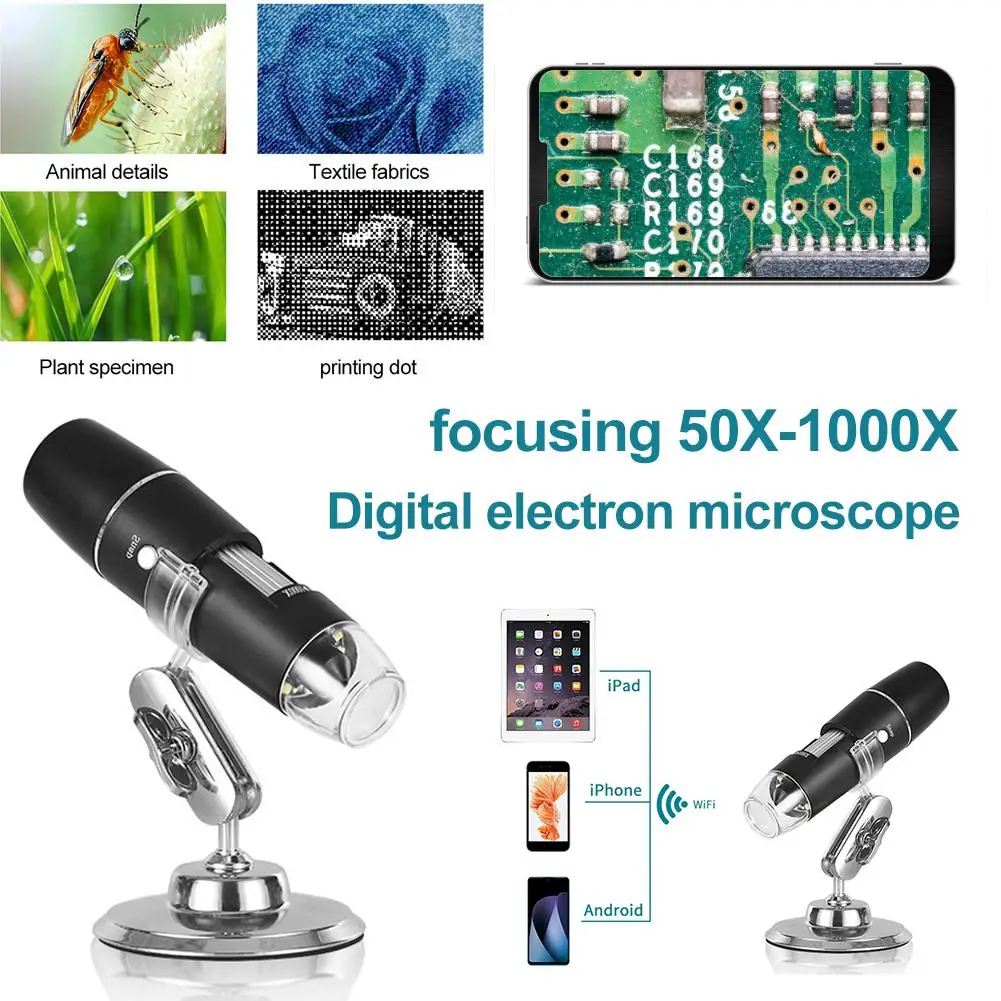 1000X Mega Pixels USB Microscope WiFi Wireless Connection Microscope Magnifier Electronic Stereo USB Endoscope Camera
1000X Mega Pixels USB Microscope WiFi Wireless Connection Microscope Magnifier Electronic Stereo USB Endoscope Camera