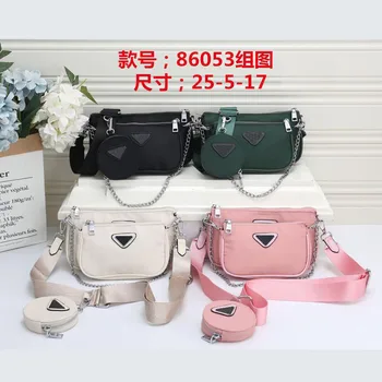 Logo New Bags for Women Fashion All-Match Simple Canvas One-Shoulder Messenger Bag Chain Webbing Three-Piece Small Bag 
Logo New Bags for Women Fashion All-Match Simple Canvas One-Shoulder Messenger Bag Chain Webbing Three-Piece Small Bag