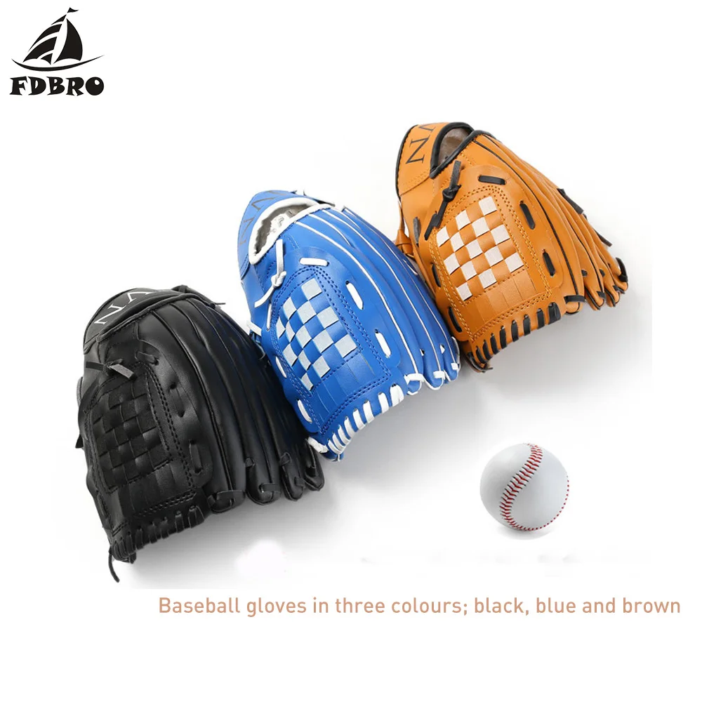 FDBRO Left Hand Man Woman Baseball Training Baseball Glove Outdoor Sports Brown Softball Practice Equipment Size 10.5/11.5/12.5