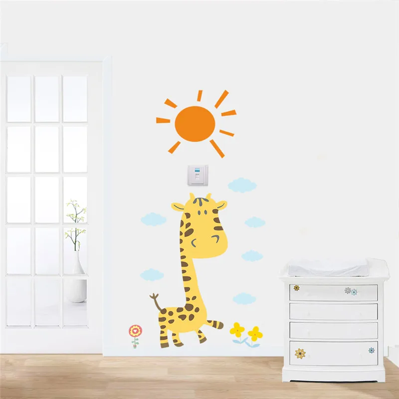 

Милые детские наклейки на стену с жирафом, украшение для детской спальни, мультяшное животное, роспись, искусство «сделай сам», домашняя наклейка, Постер в стиле сафари