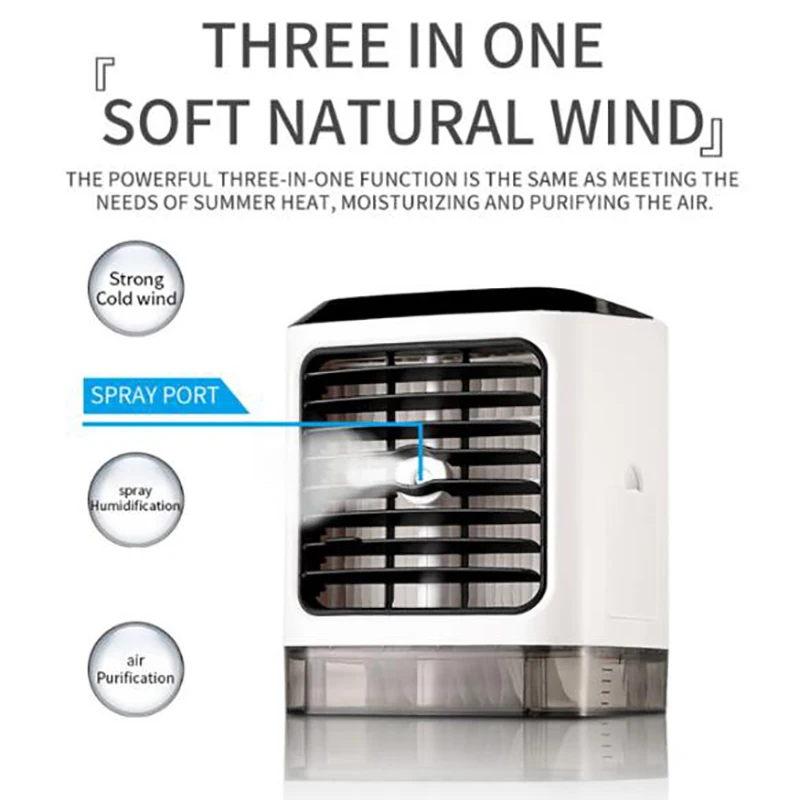 Personal Air Cooler Space Conditioner, Mini USB Fan Evaporative Spray Humidifier Purifier with 7 Colors LED, Portable Desk Fan
Personal Air Cooler Space Conditioner, Mini USB Fan Evaporative Spray Humidifier Purifier with 7 Colors LED, Portable Desk Fan
