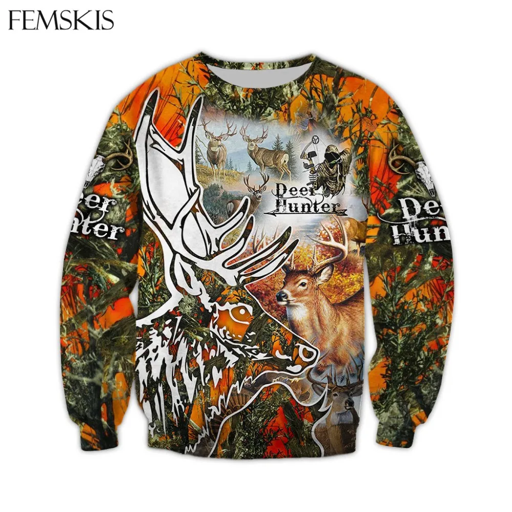 FEMSKIS New Fashion Men Women Long Sleeve 3D Hunting Deer Printed Sweatshirt Couple Clothes Tops Unisex Pullovers Drop Shipping
FEMSKIS New Fashion Men Women Long Sleeve 3D Hunting Deer Printed Sweatshirt Couple Clothes Tops Unisex Pullovers Drop Shipping